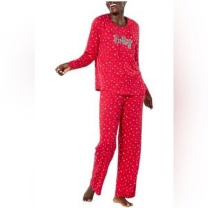 Comfort Code Women's 2-piece BrushedKnit Holiday PJ Set - Large